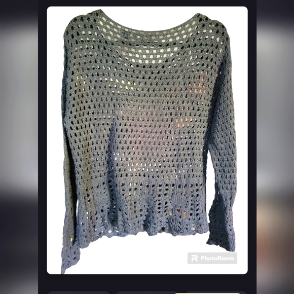 EUC Jeanne Pierre XL crochet style sweater cover up, dark grey - Picture 2 of 5